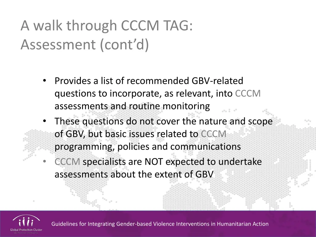 a walk through cccm tag assessment cont d