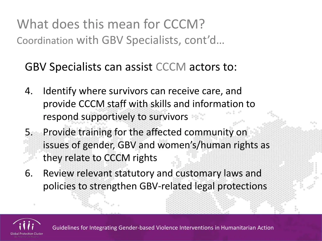 what does this mean for cccm coordination with