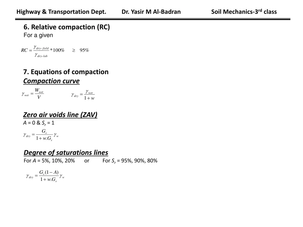 highway transportation dept dr yasir m al badran 6