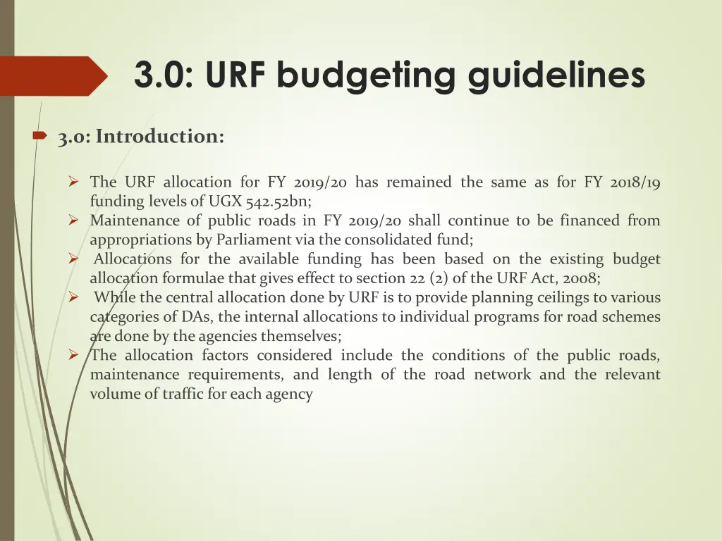 3 0 urf budgeting guidelines