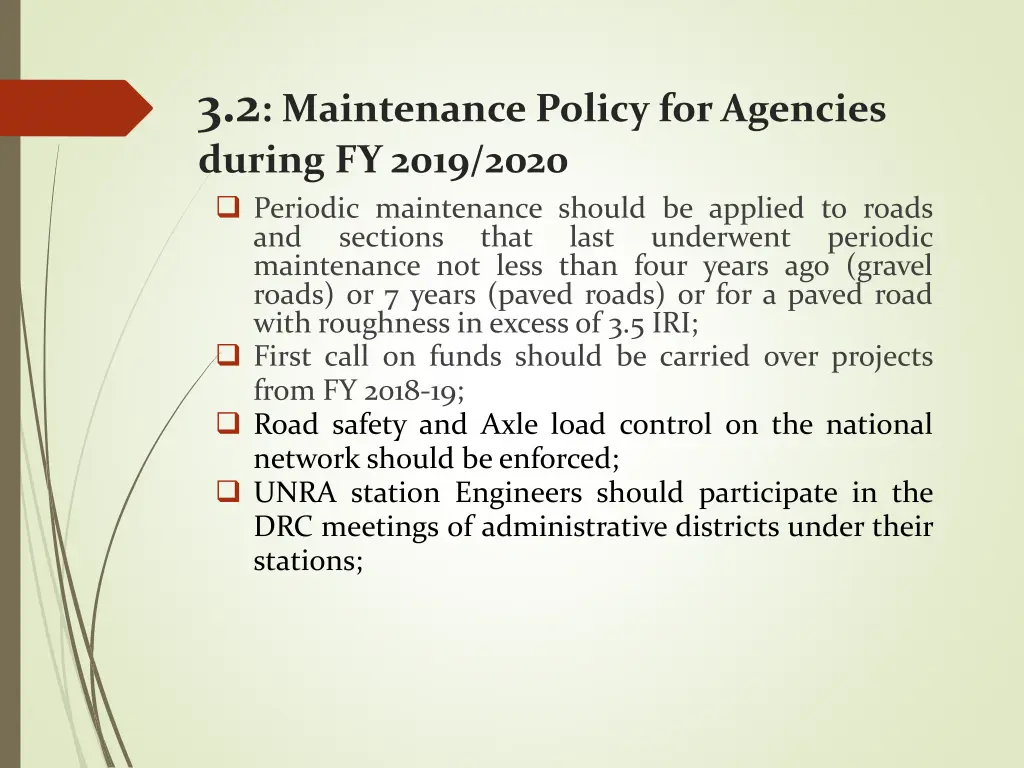 3 2 maintenance policy for agencies during 1