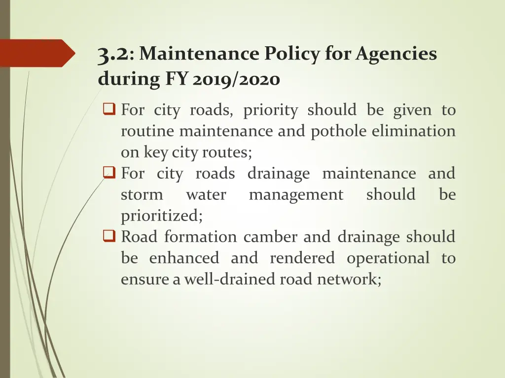 3 2 maintenance policy for agencies during 2