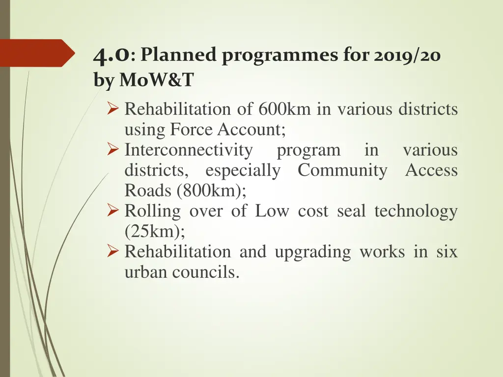 4 0 planned programmes for 2019