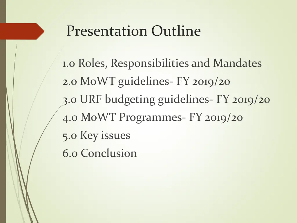 presentation outline