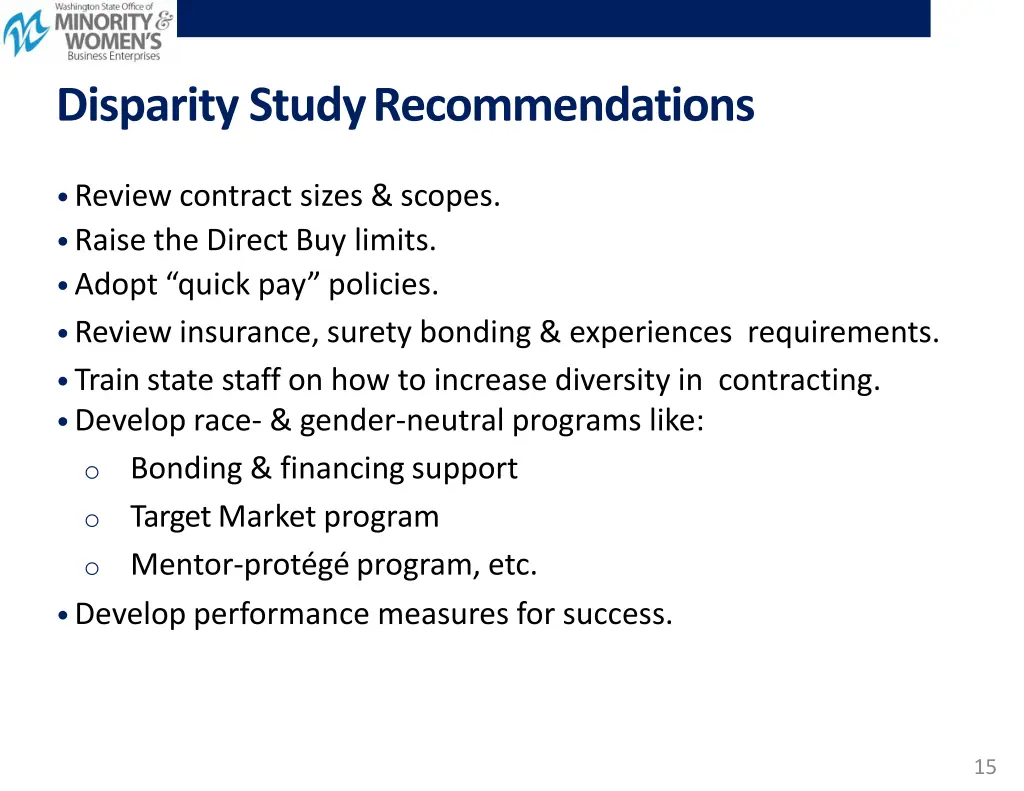 disparity studyrecommendations 1