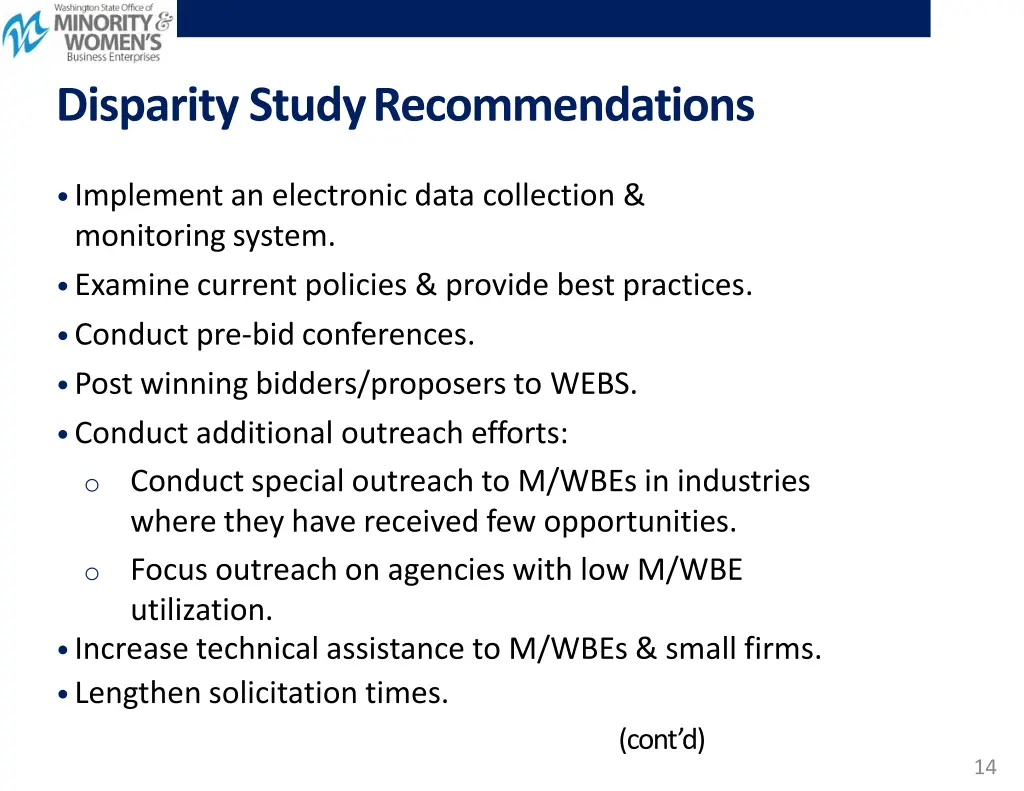 disparity studyrecommendations