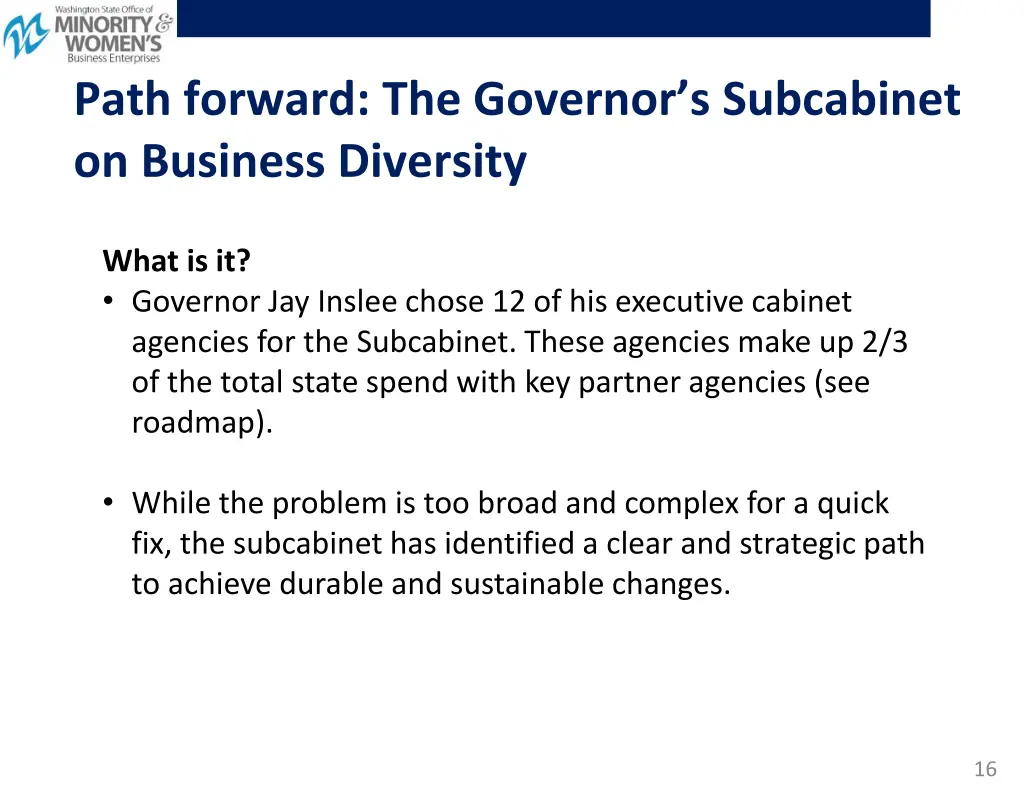 path forward the governor s subcabinet