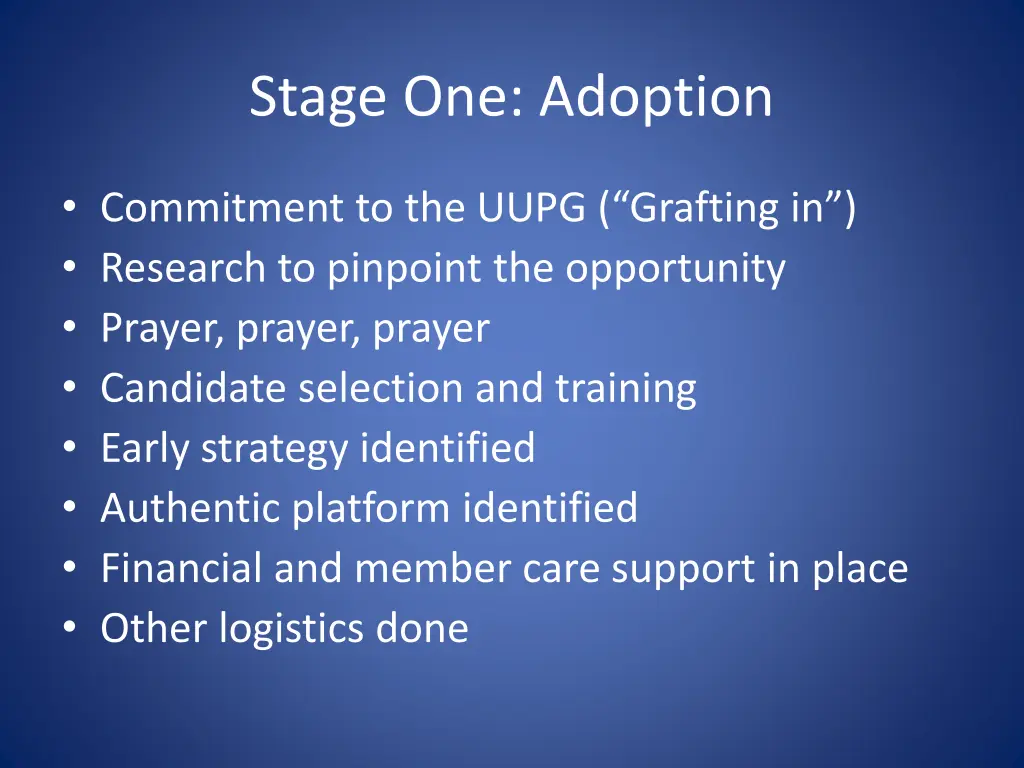 stage one adoption