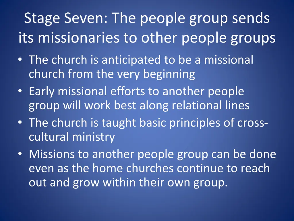 stage seven the people group sends