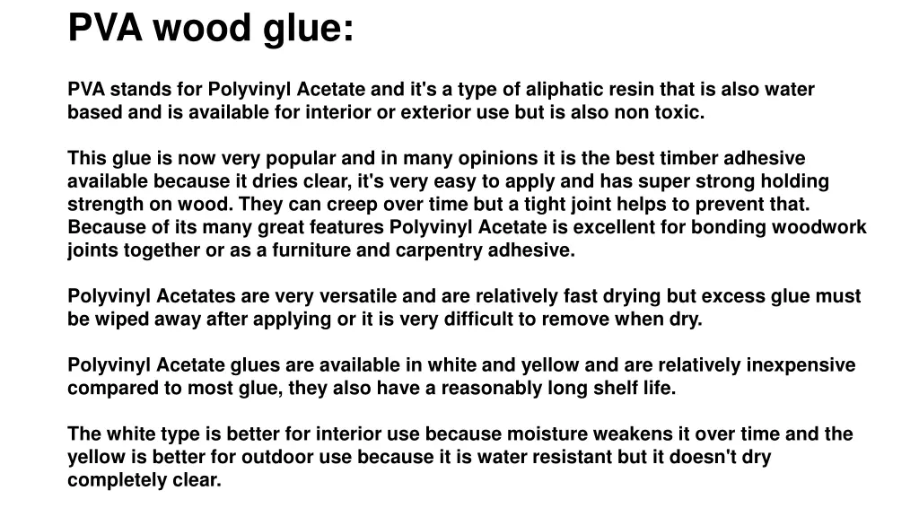 pva wood glue