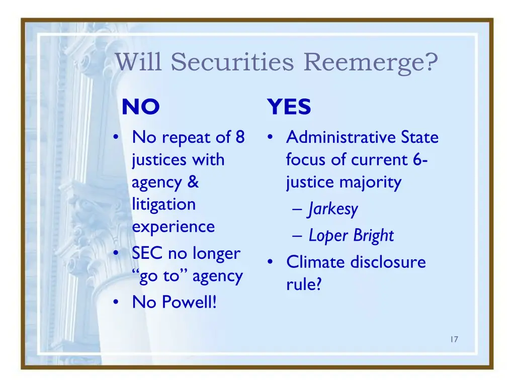 will securities reemerge