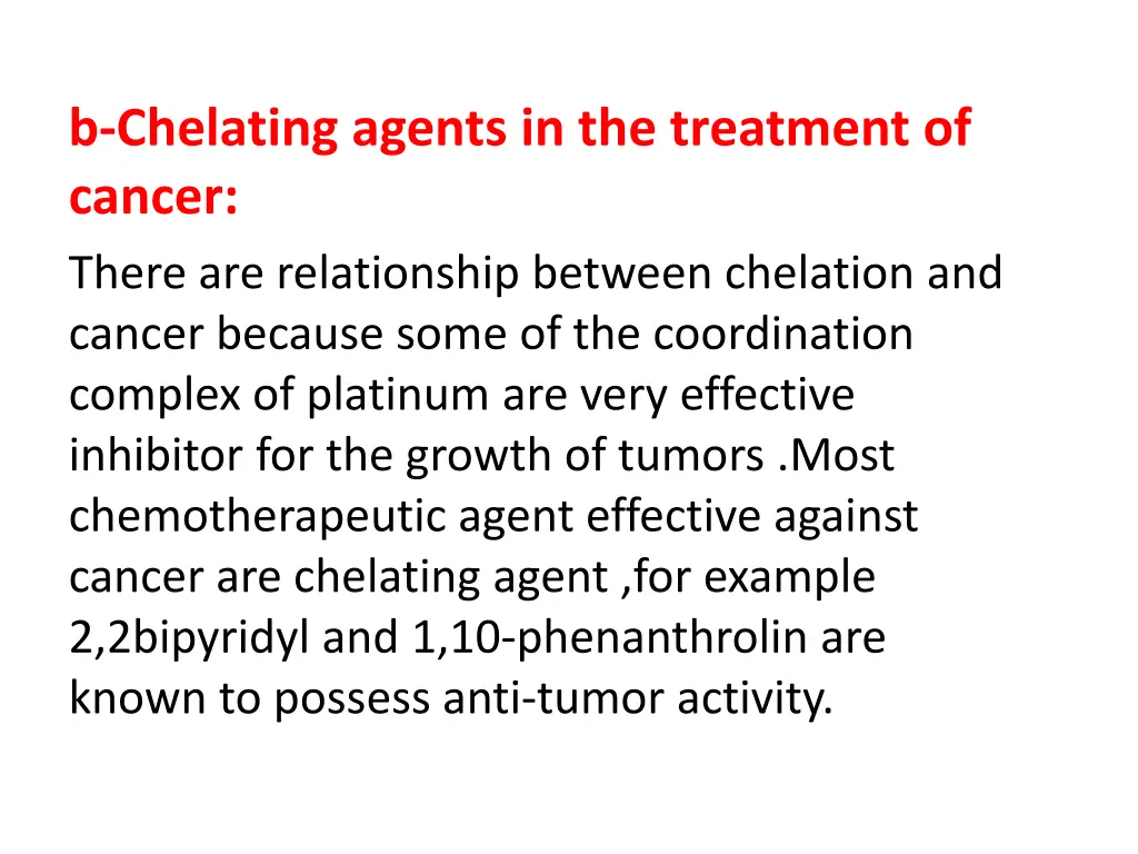 b chelating agents in the treatment of cancer
