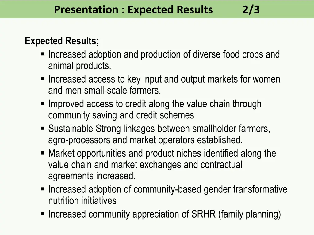 presentation expected results
