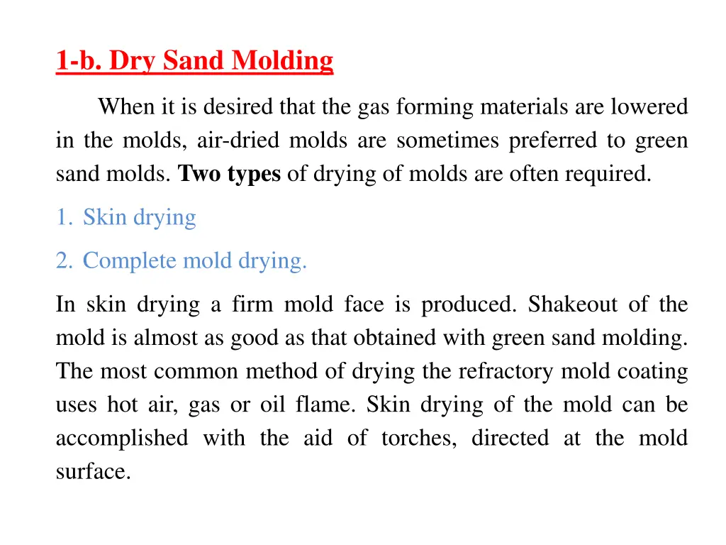 1 b dry sand molding