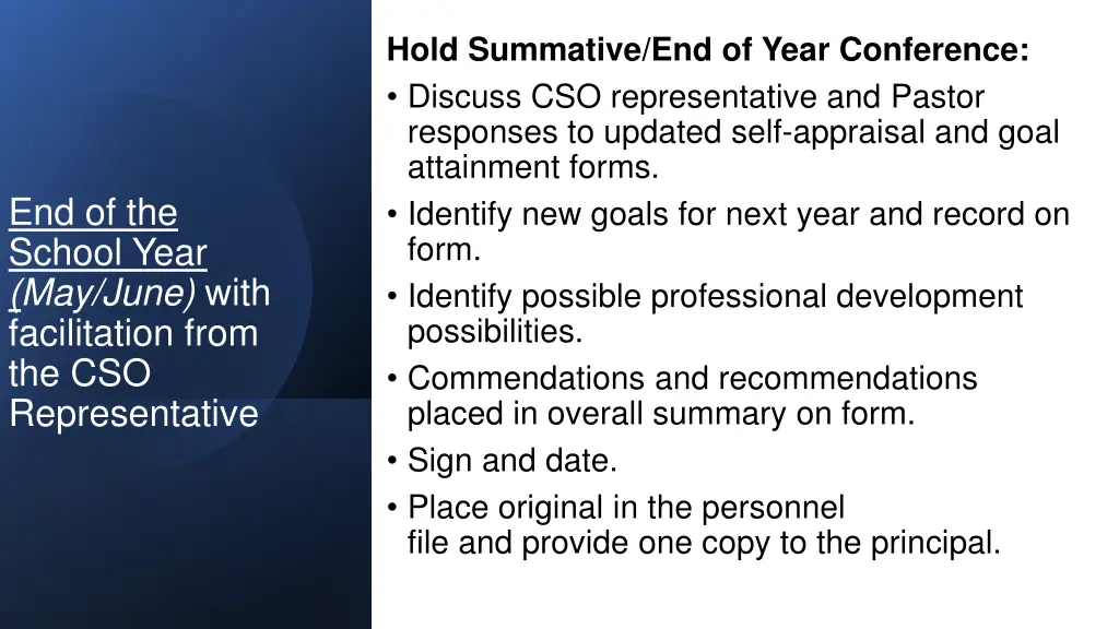 hold summative end of year conference discuss