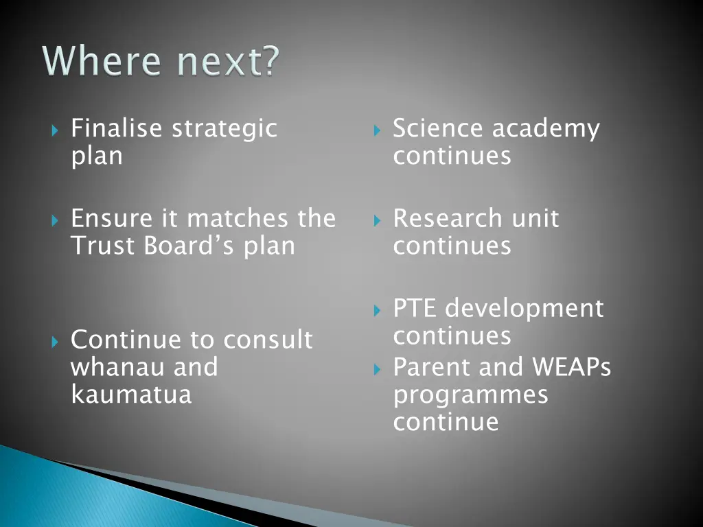 finalise strategic plan