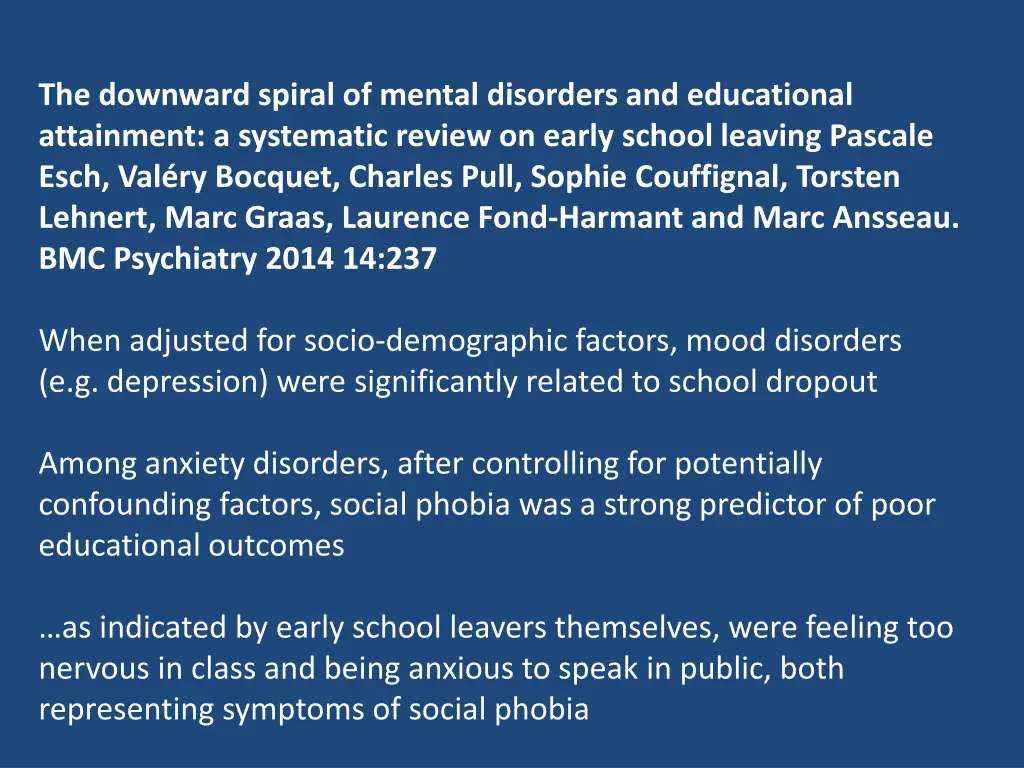 the downward spiral of mental disorders