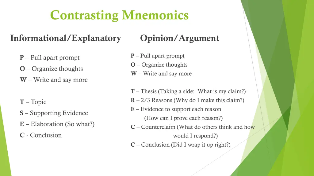 contrasting mnemonics