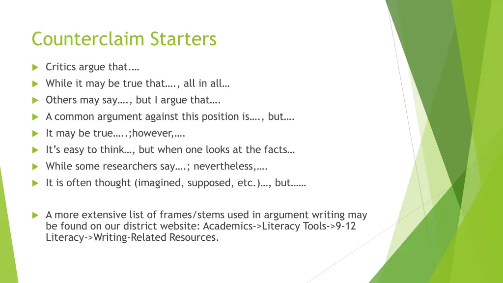 counterclaim starters