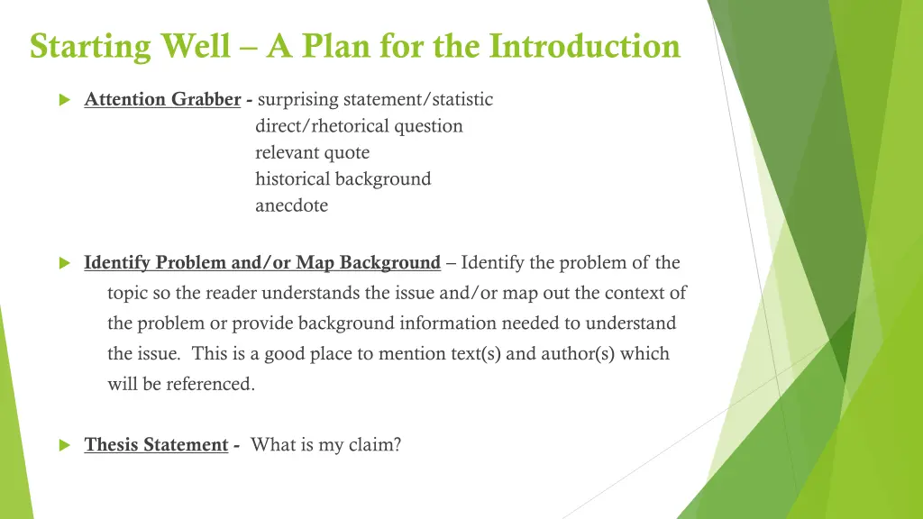 starting well a plan for the introduction