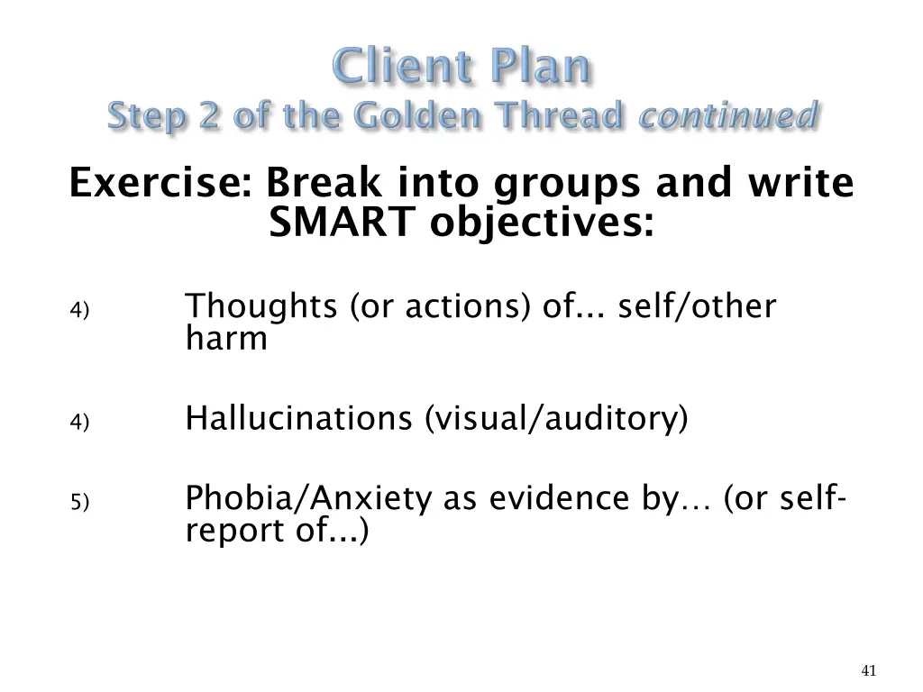 exercise break into groups and write smart 1