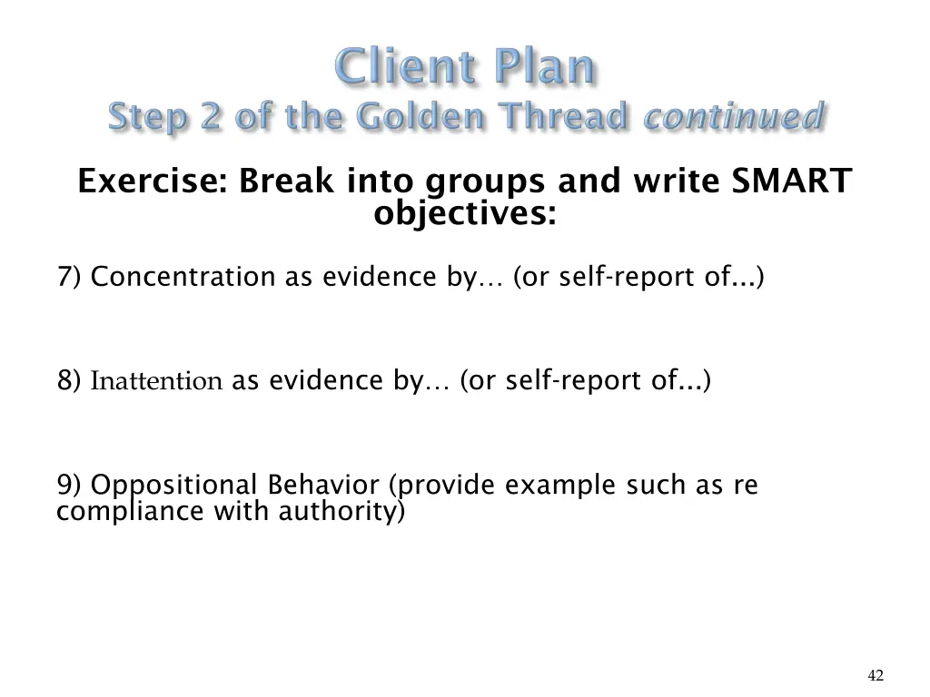exercise break into groups and write smart 2