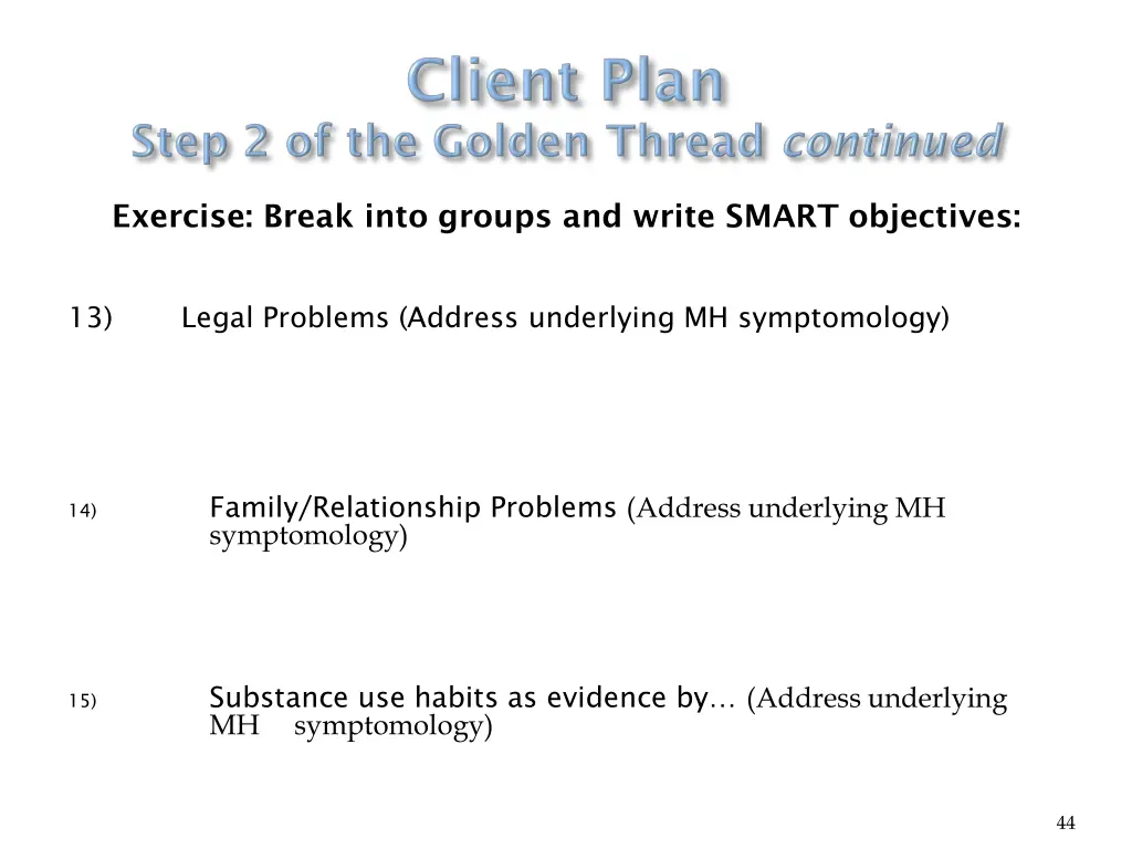 exercise break into groups and write smart 4
