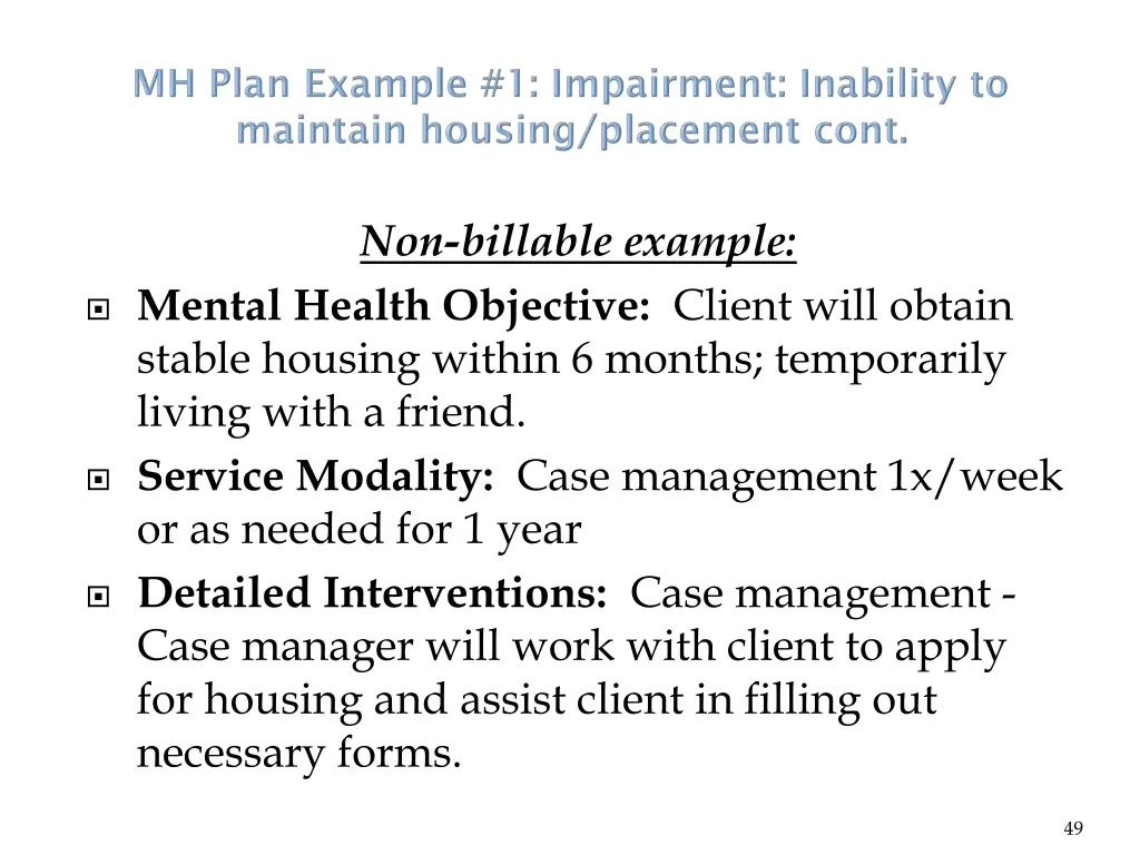 non billable example 1