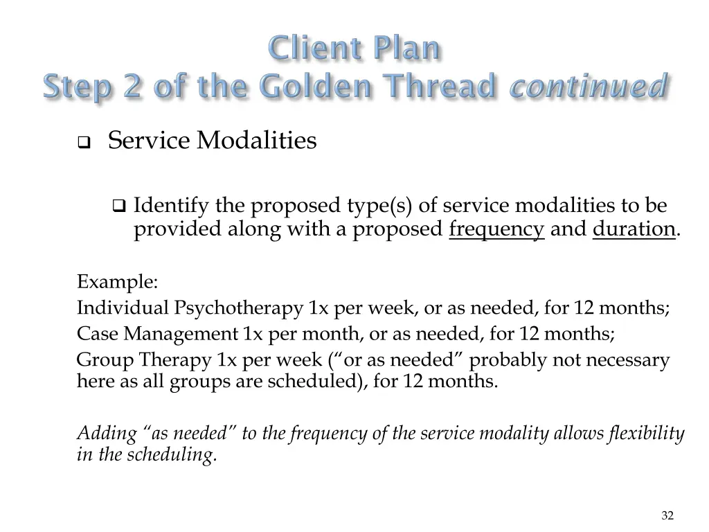 service modalities