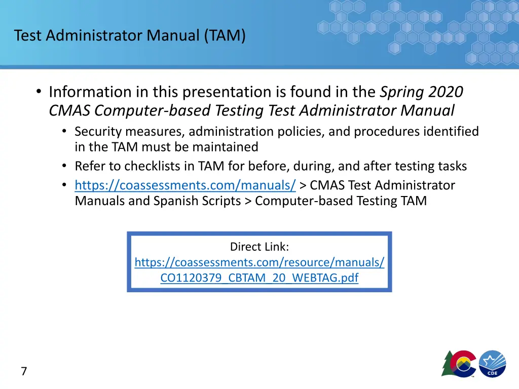 test administrator manual tam