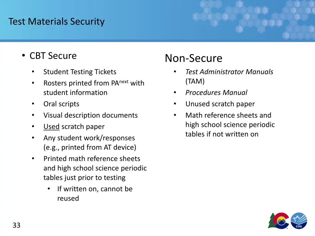test materials security