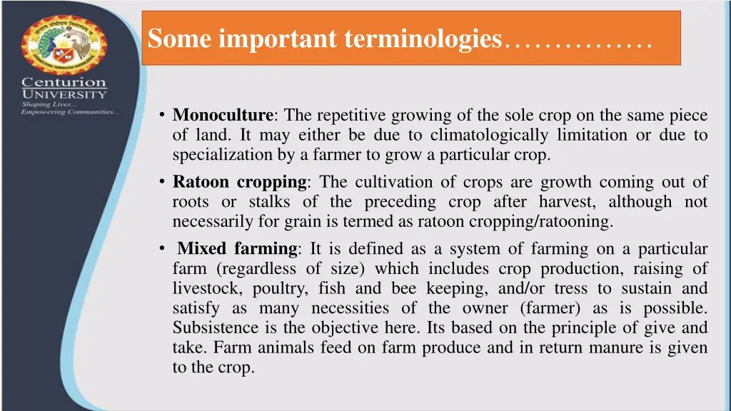 some important terminologies