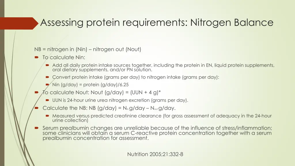 assessing protein requirements nitrogen balance