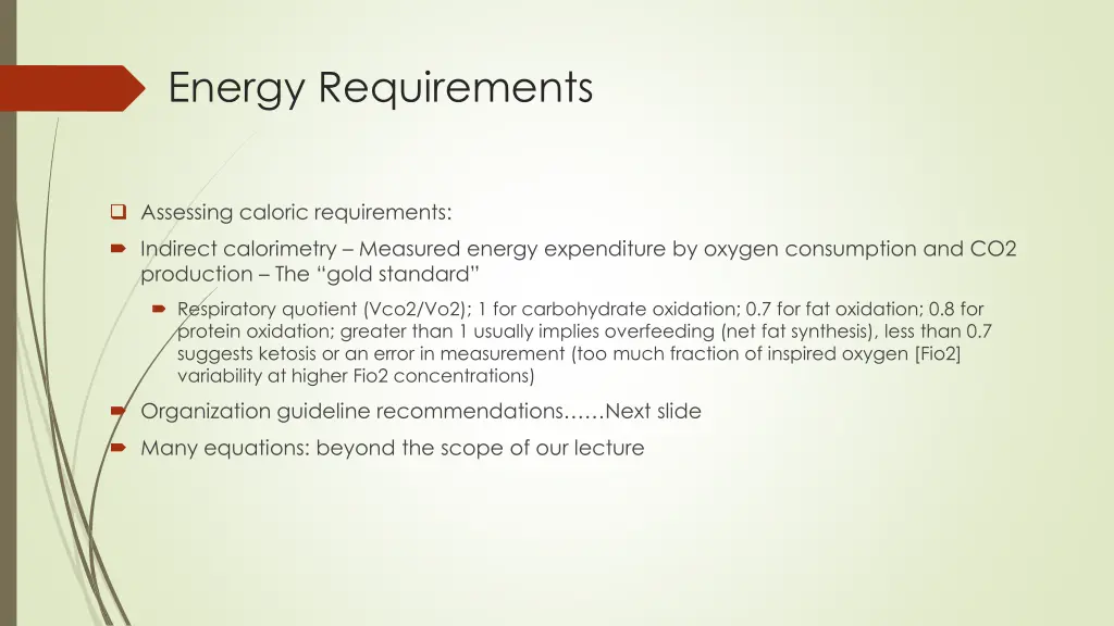 energy requirements