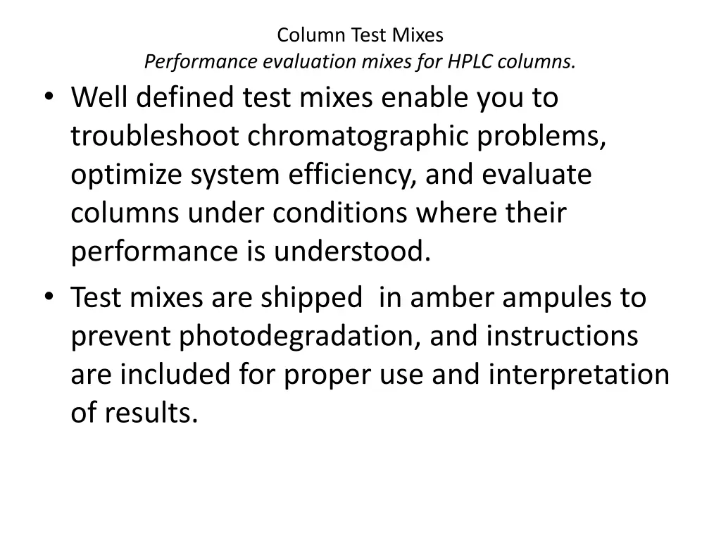 column test mixes