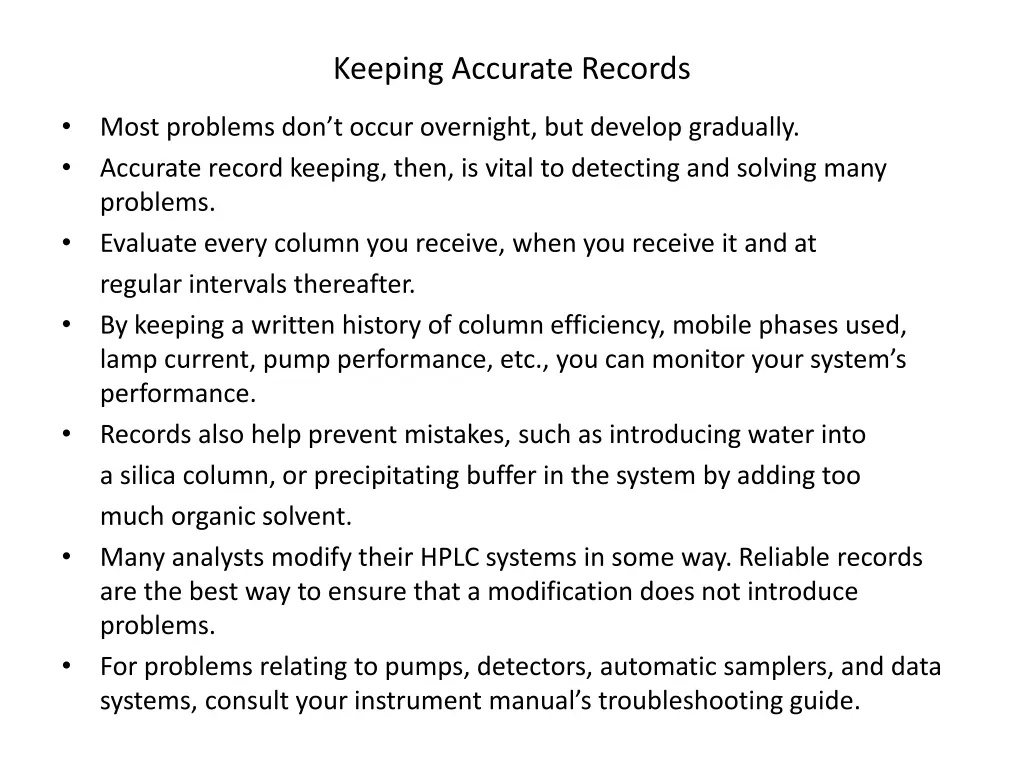 keeping accurate records