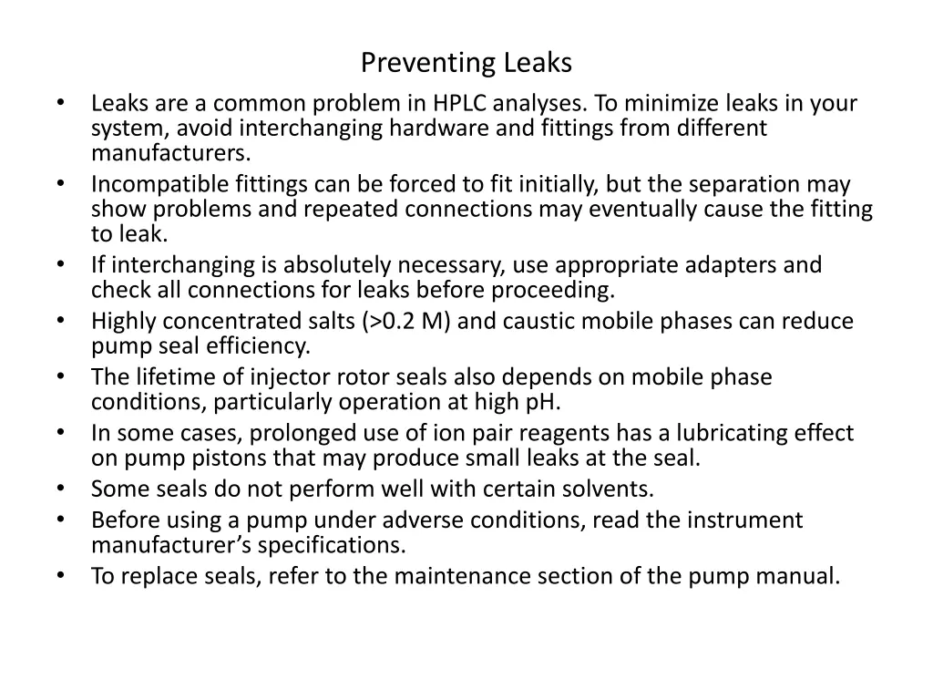 preventing leaks