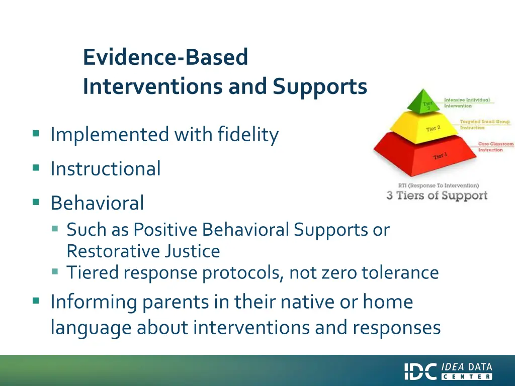 evidence based interventions and supports
