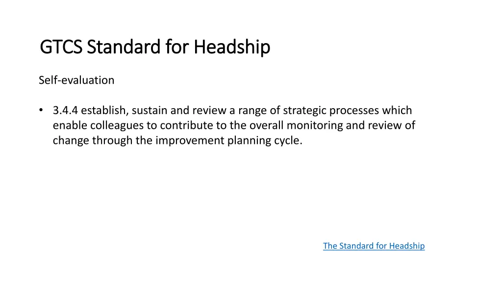 gtcs standard for headship gtcs standard