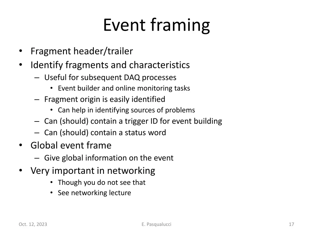 event framing