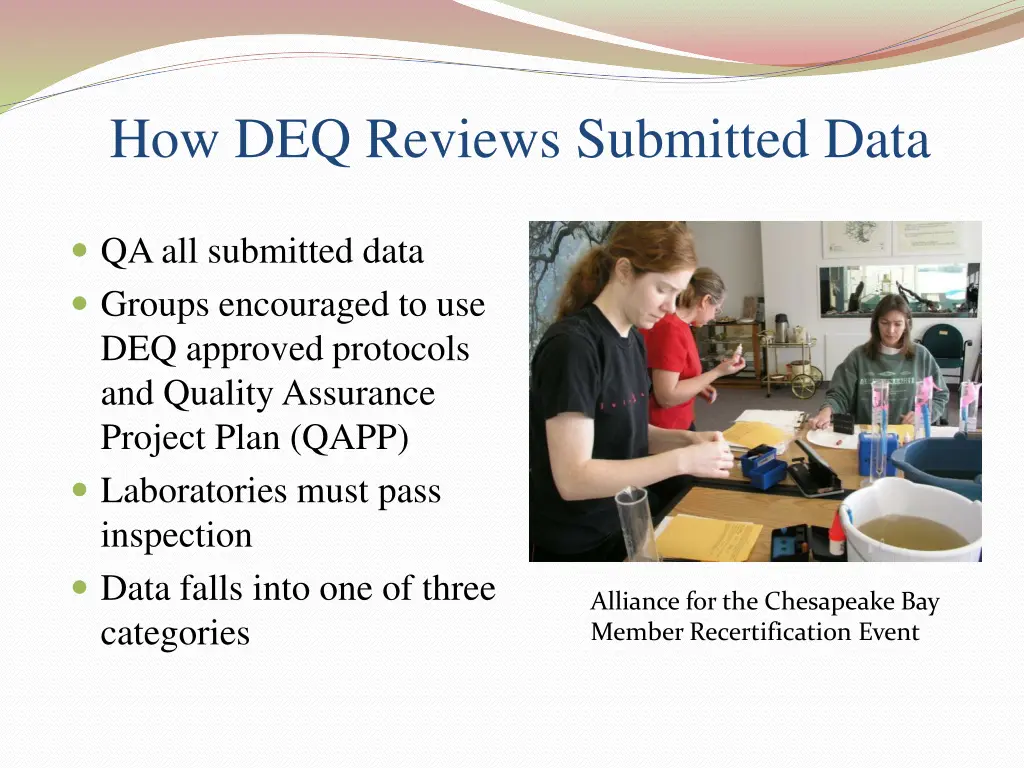 how deq reviews submitted data