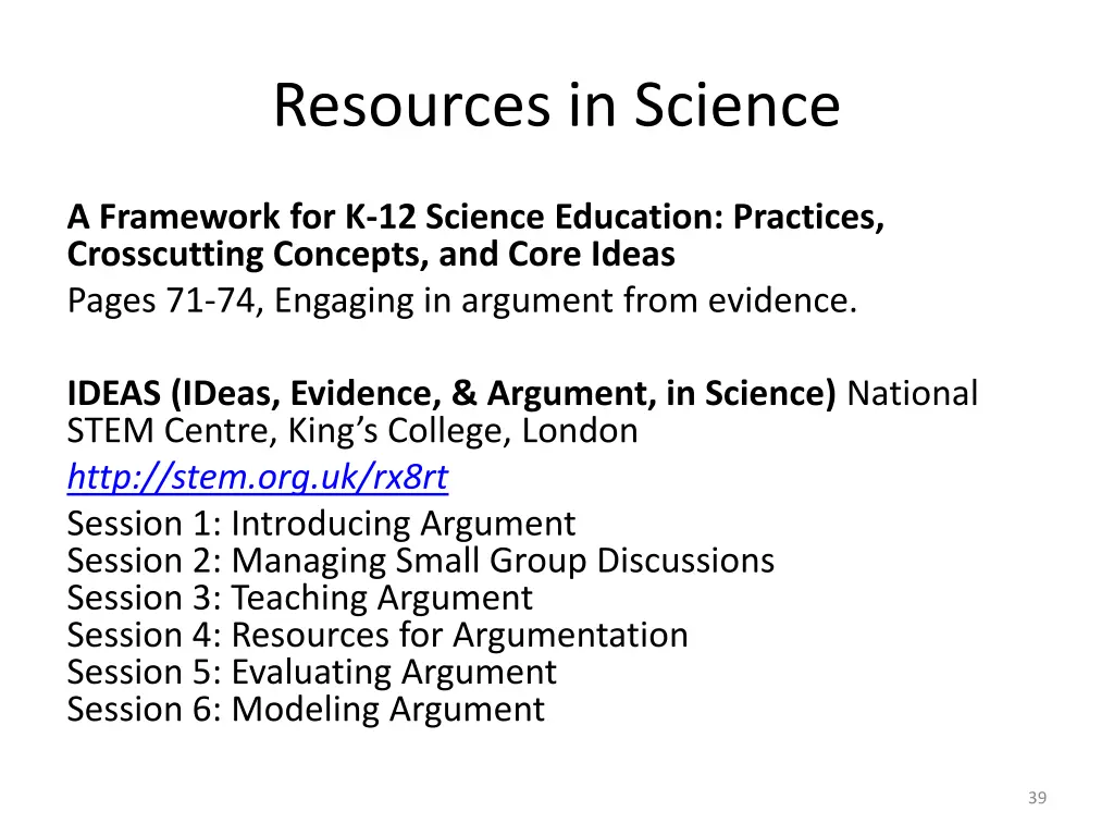 resources in science