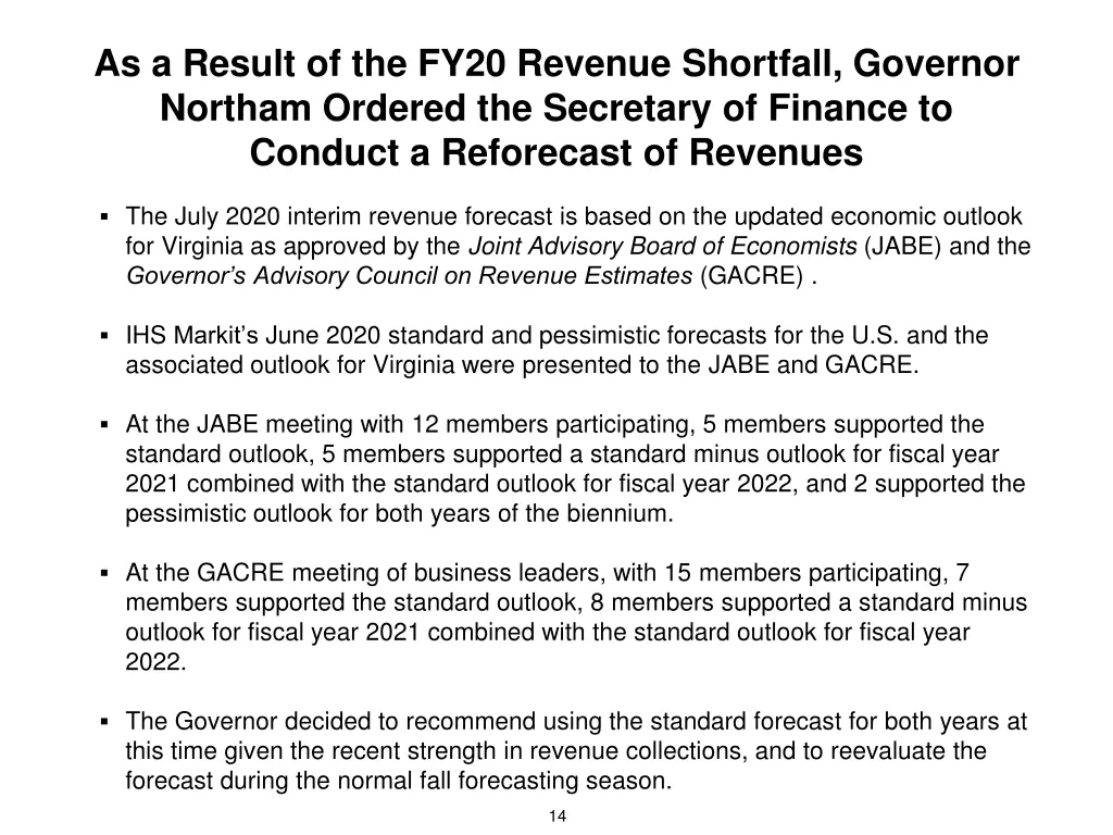 as a result of the fy20 revenue shortfall
