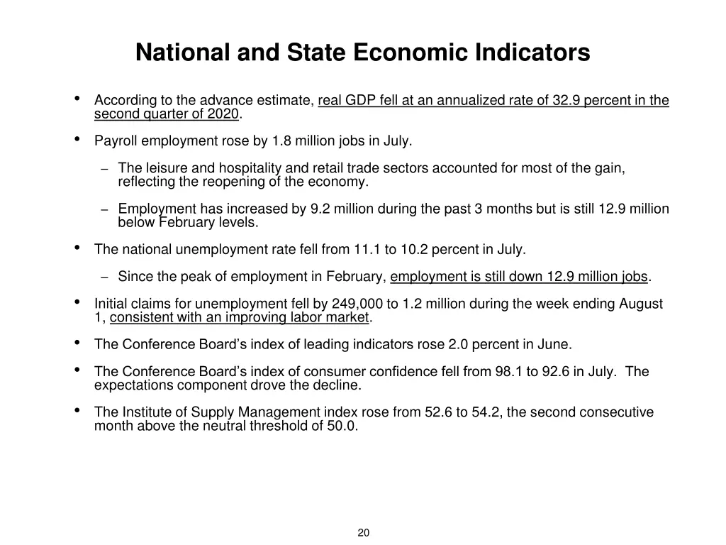 national and state economic indicators