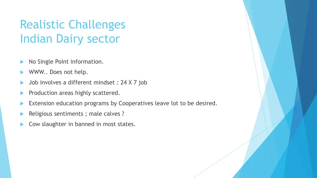 realistic challenges indian dairy sector