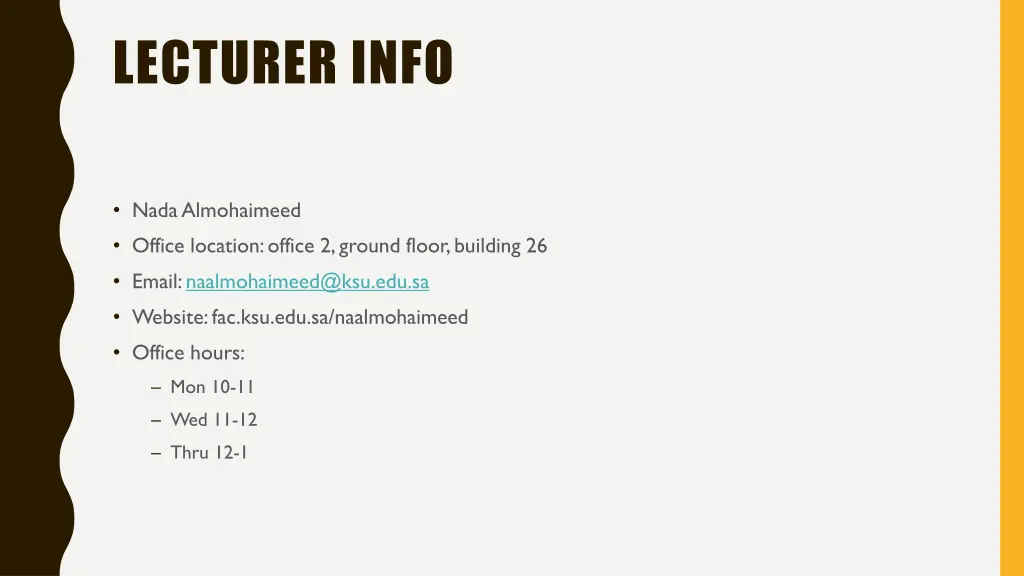 lecturer info