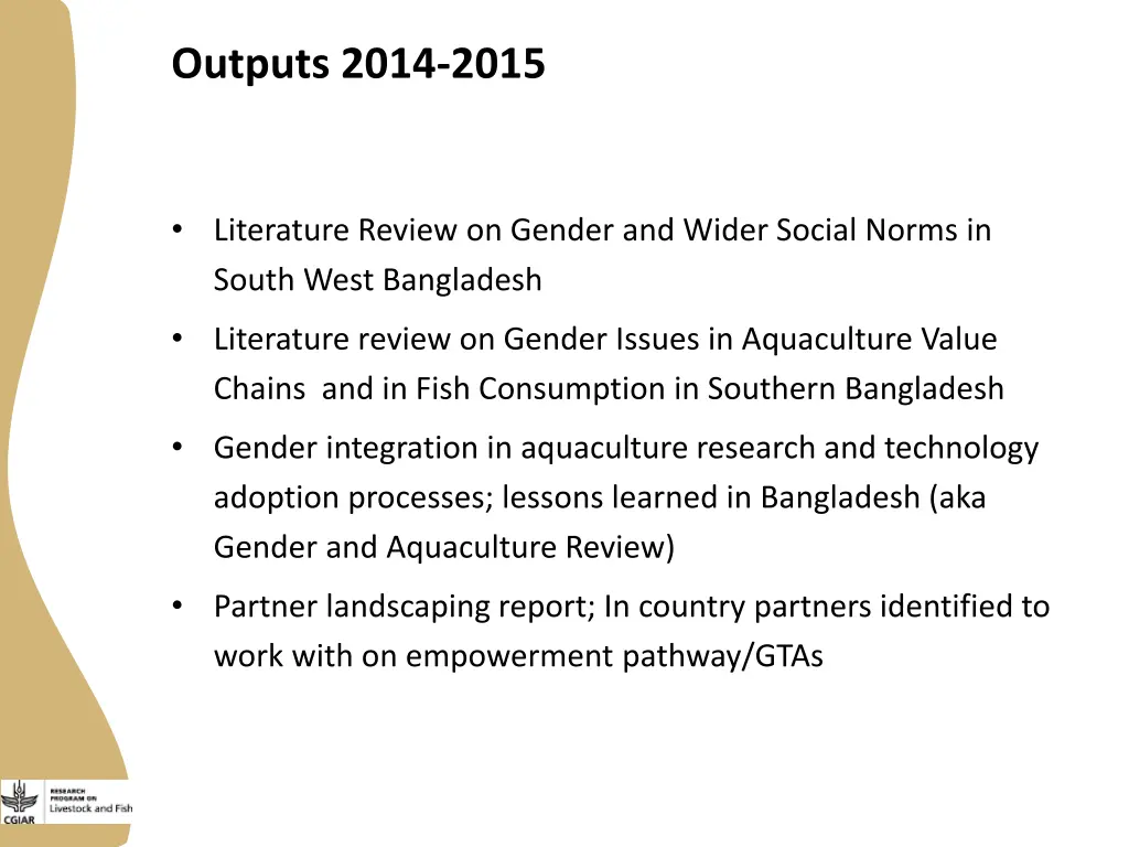 outputs 2014 2015
