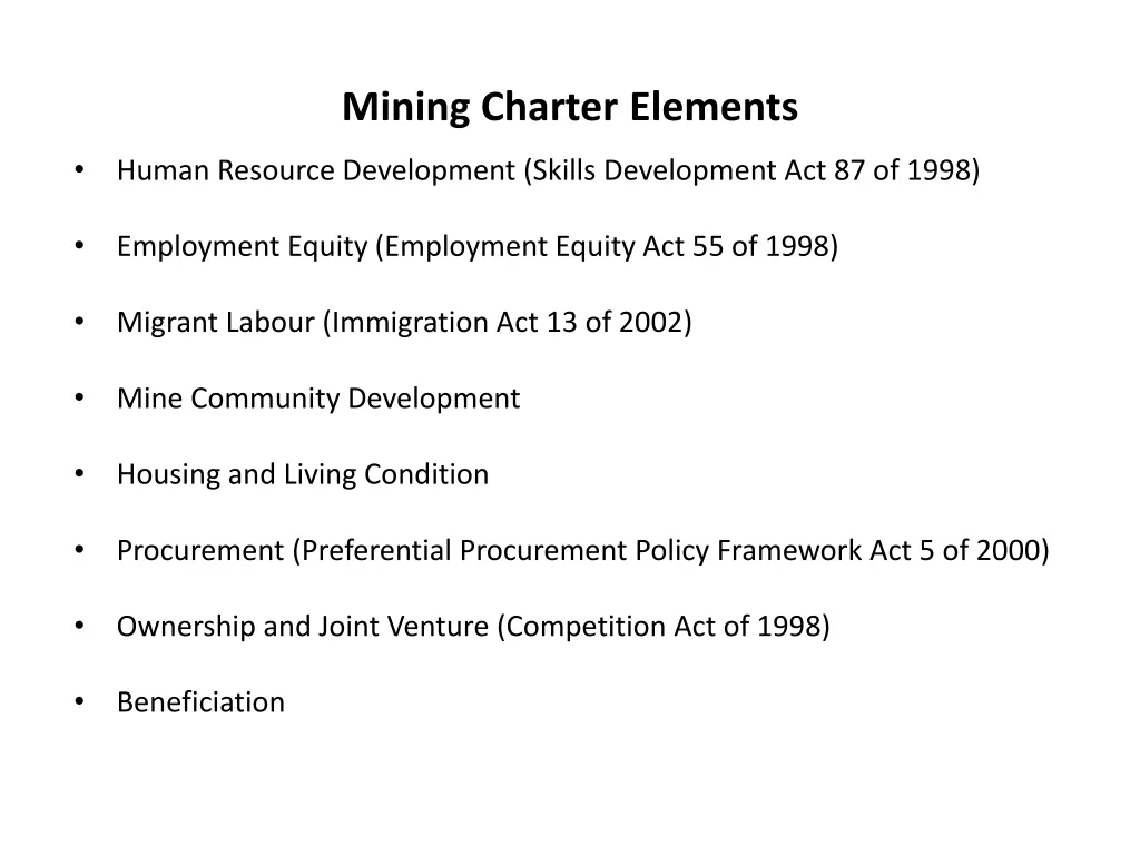 mining charter elements