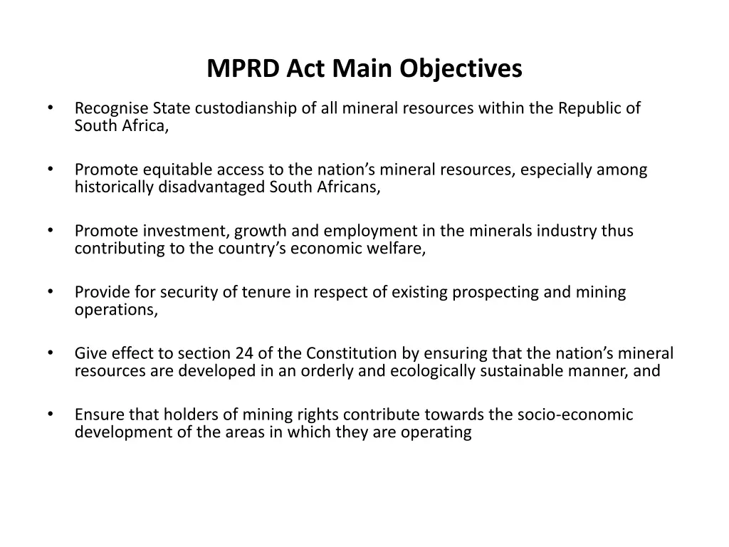 mprd act main objectives