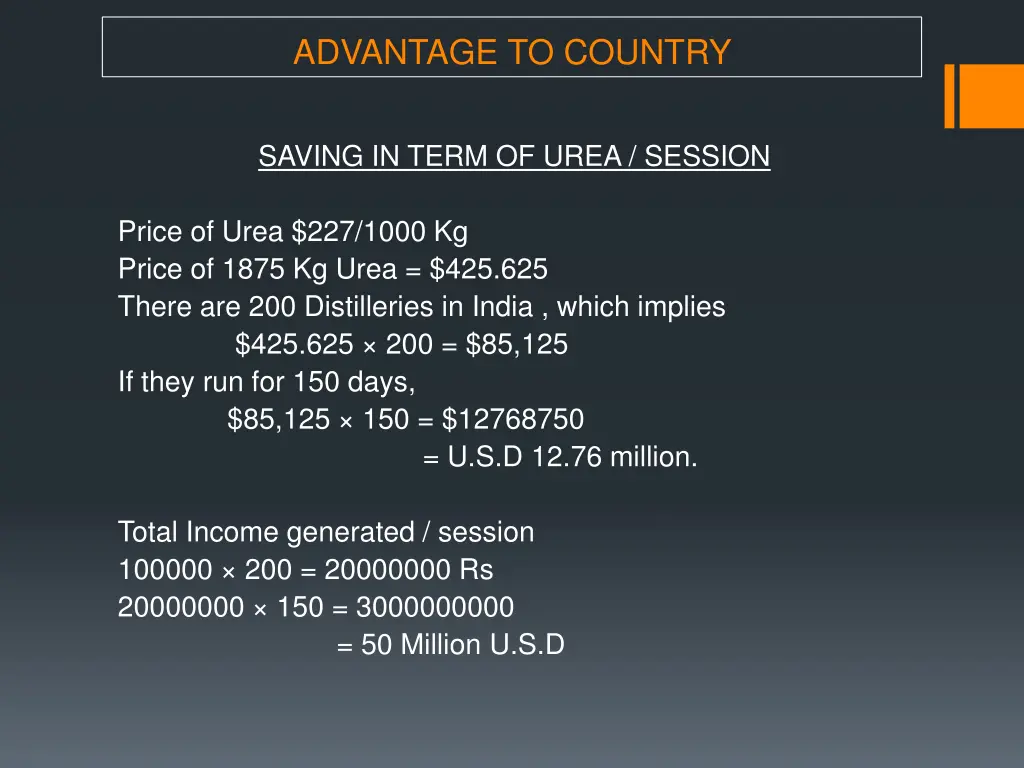 advantage to country